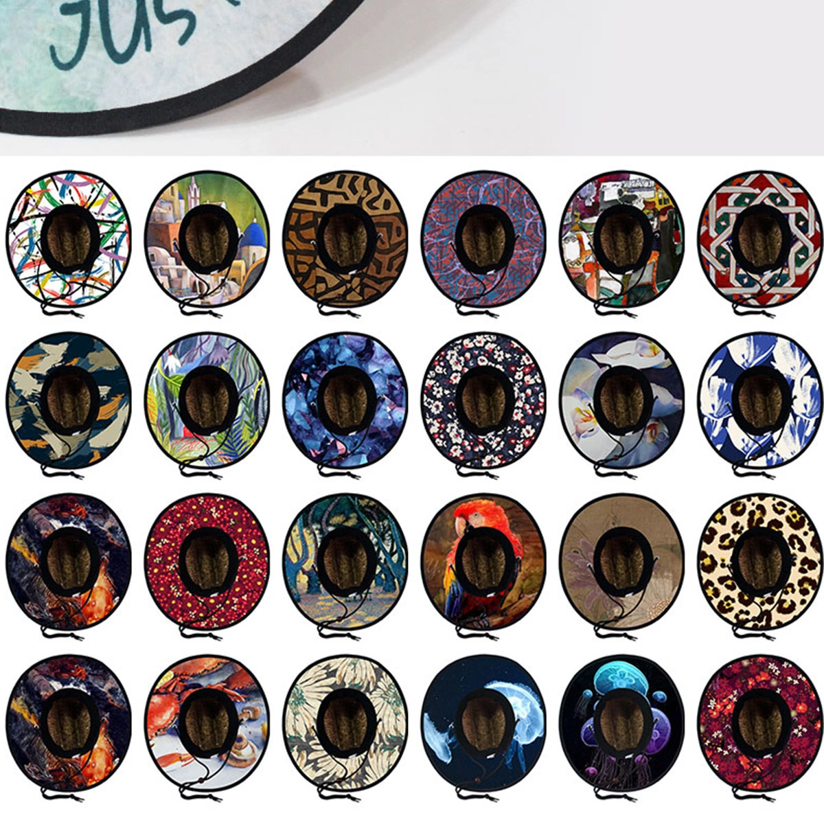 Custom Printed UPF 50 Straw Visor Hat — Under Brim Digital Heat Transfer Printing Straw Hat Wholesale 2